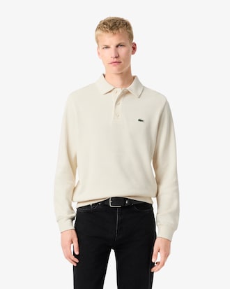 Men's Ribbed Cotton Polo Collar Sweatshirt