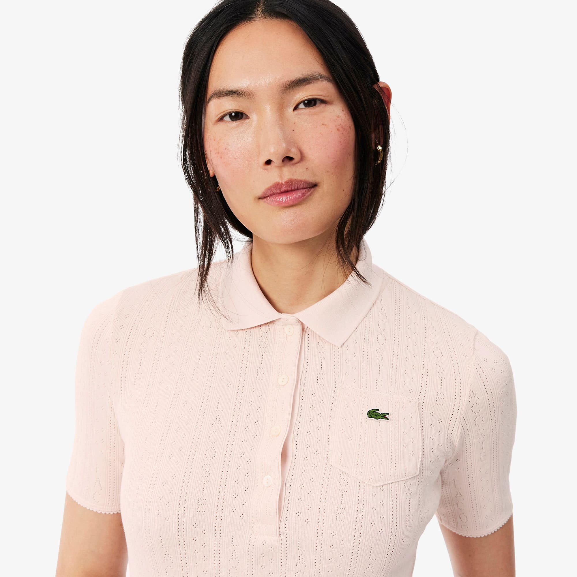 Slim Fit Pointelle Knit Polo Shirt