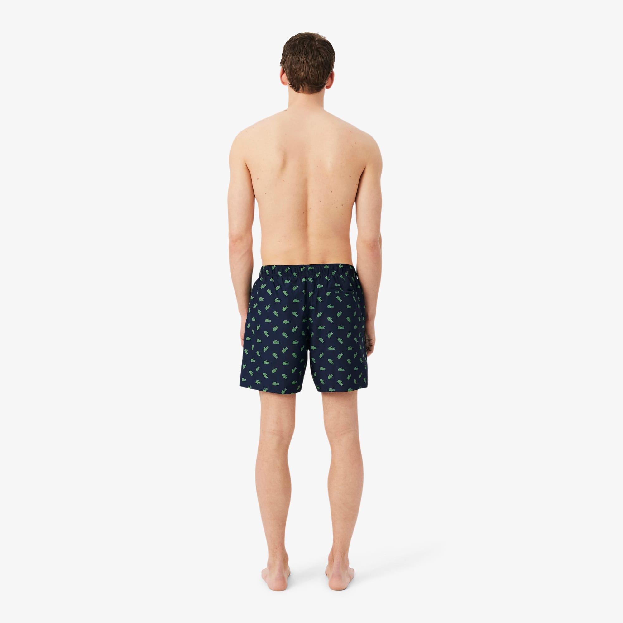 Mid Length Crocodile Print Swim Trunks