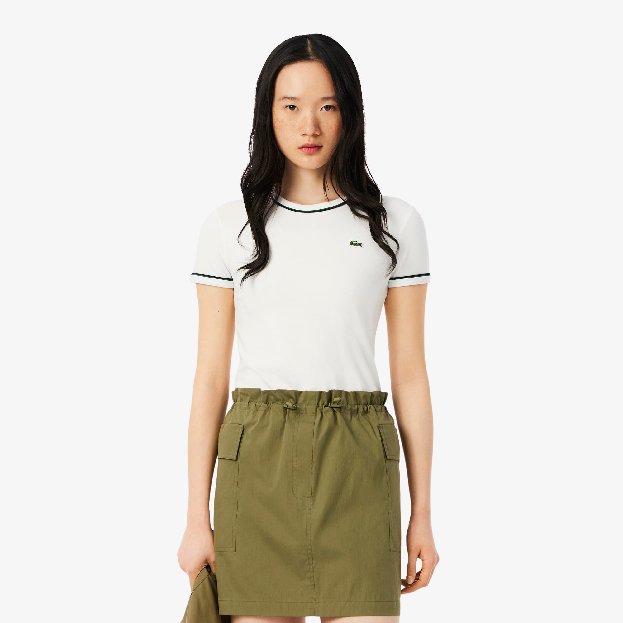 Lacoste Women's Contrast Trim Jersey T-shirt - 34 In White
