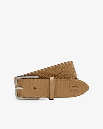 Ceinture en cuir texturé à boucle gravée Lacoste