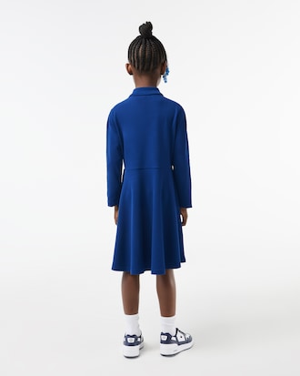 Kids' Long Sleeve Stretch Piqué Polo Dress