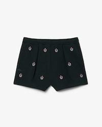 Embroidered Double Face Piqu&eacute; Shorts