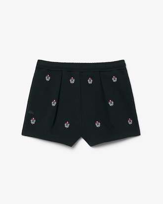 Embroidered Double Face Piqu&eacute; Shorts