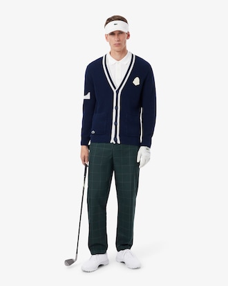 Badge Accent Wool Blend Golf Cardigan