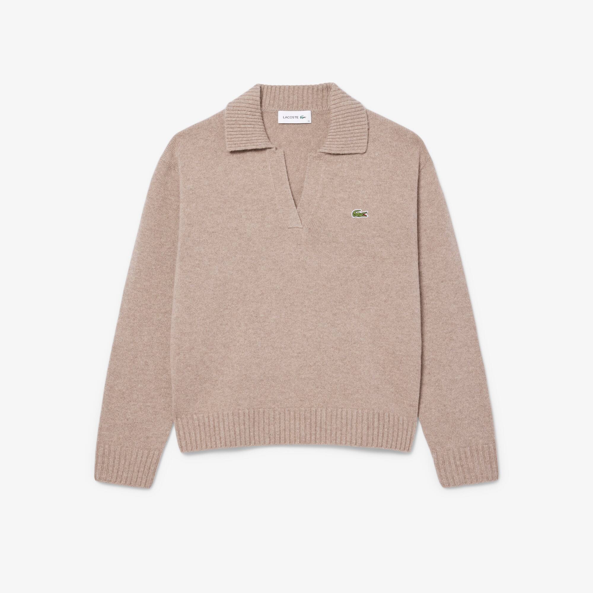 LACOSTE カシミヤ100％ ニットポロ フランス製 L レディース Women's 3D Knit Cashmere Polo Collar Sweater - Sweaters