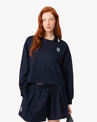 Oversized Polo Collar Piqu&eacute; Sweatshirt