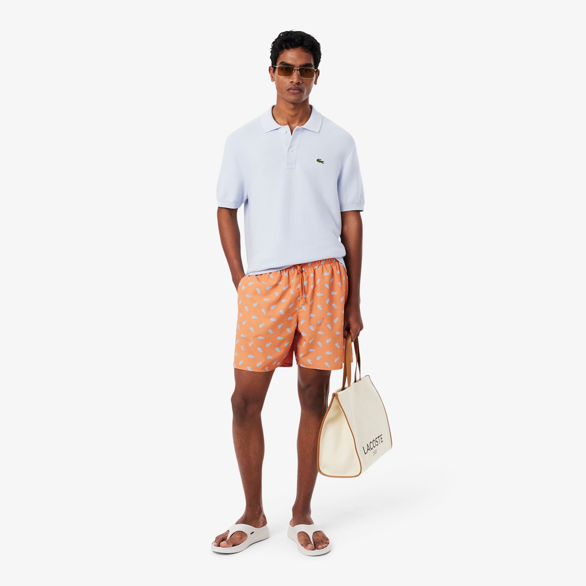Mid Length Crocodile Print Swim Trunks - Men's Tracksuits - New In