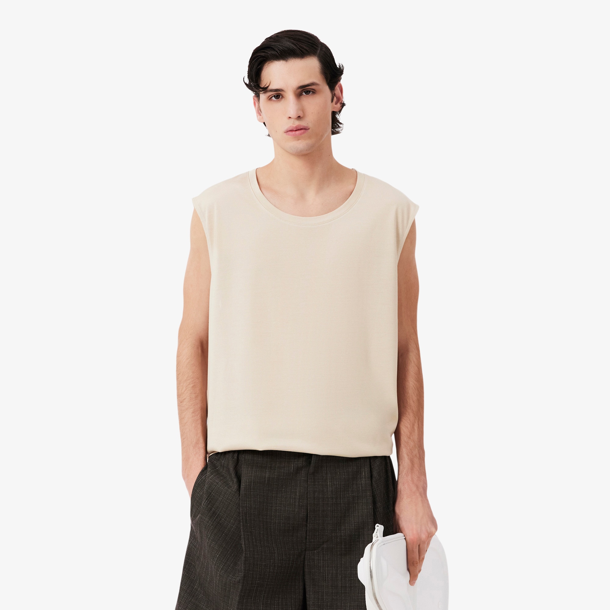 Lacoste Runway Silk Piqué Tank Top - M In Beige