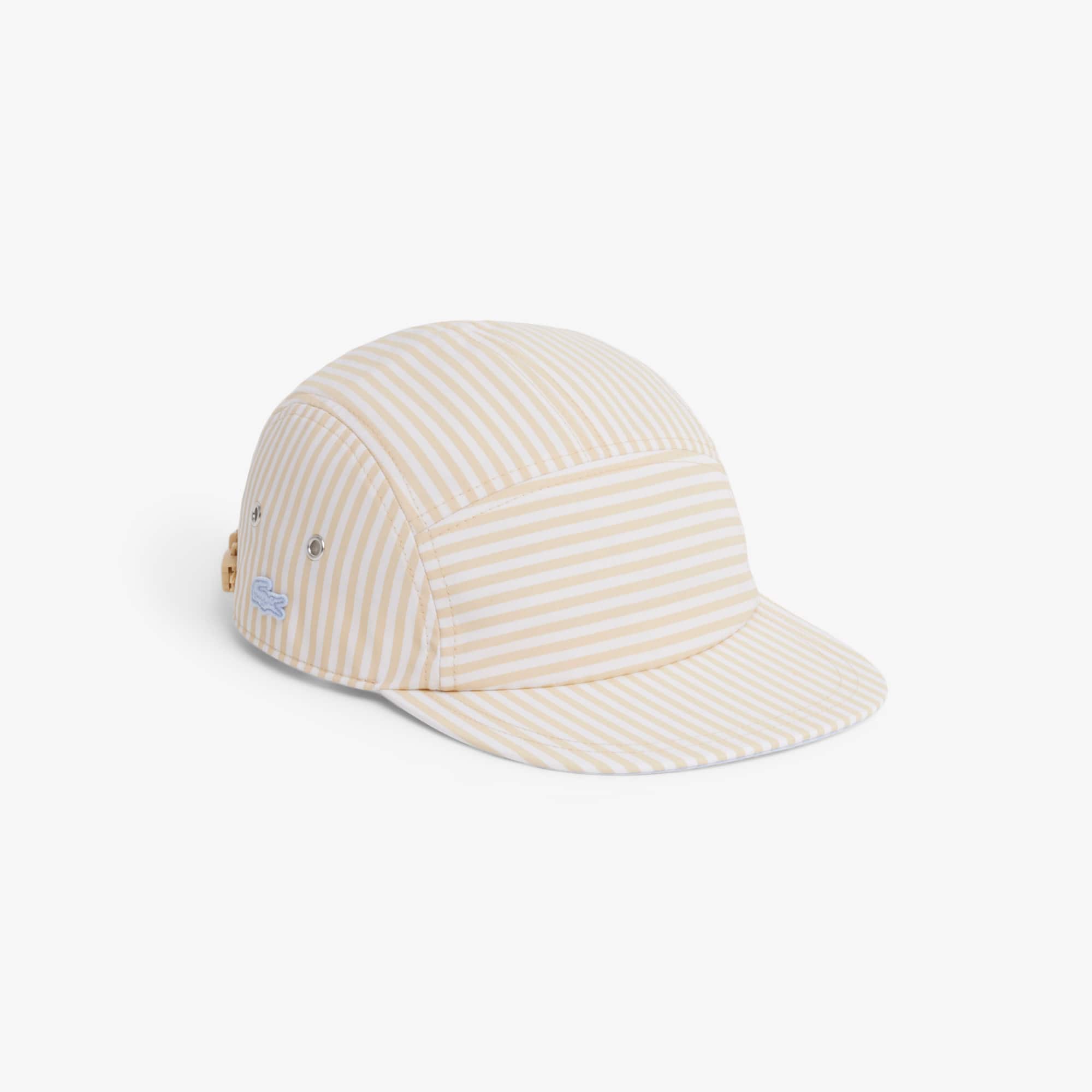 Lacoste Striped Poplin Jockey Cap In Neutral