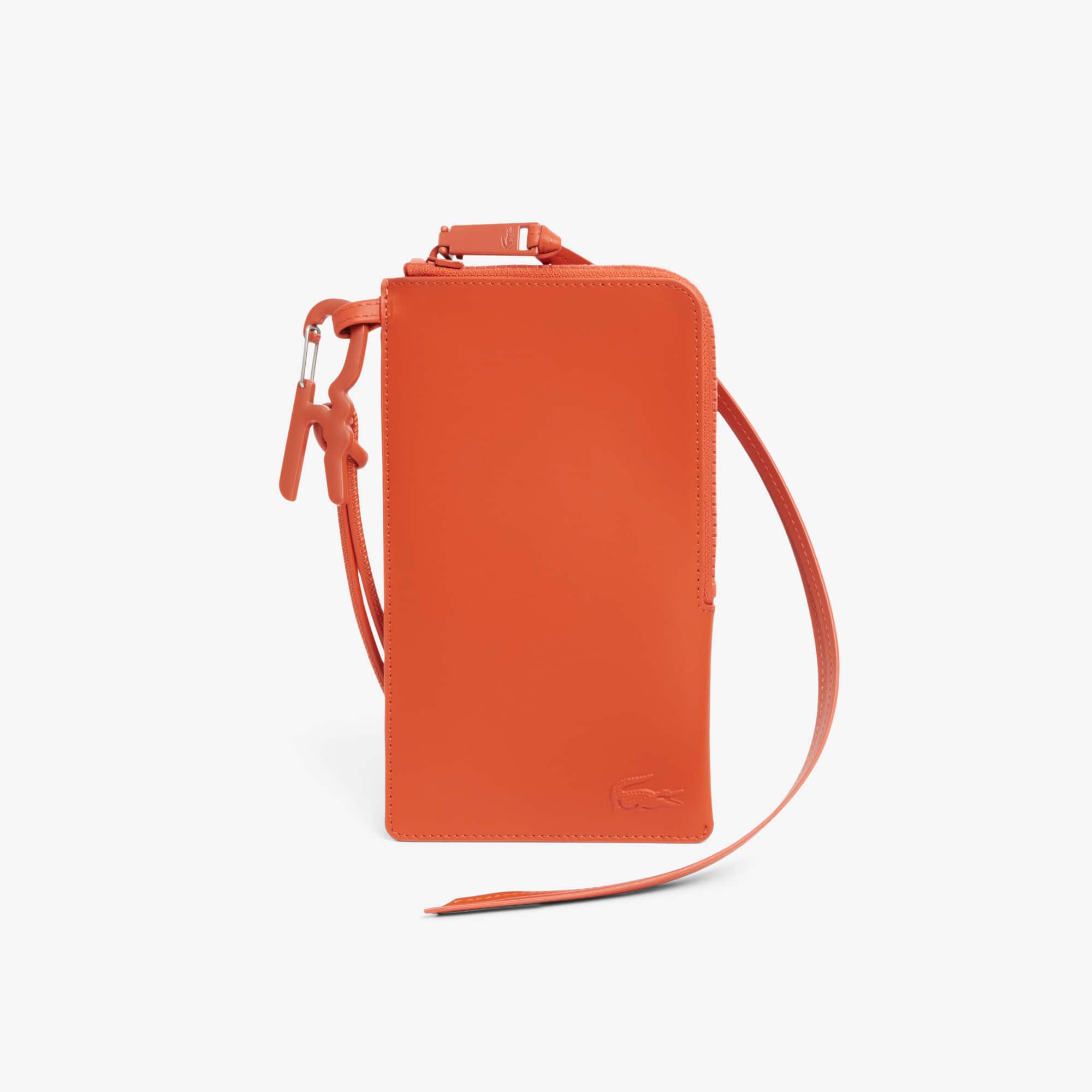 Lacoste Runway Crocodile Clasp Card Holder - One Size In Orange
