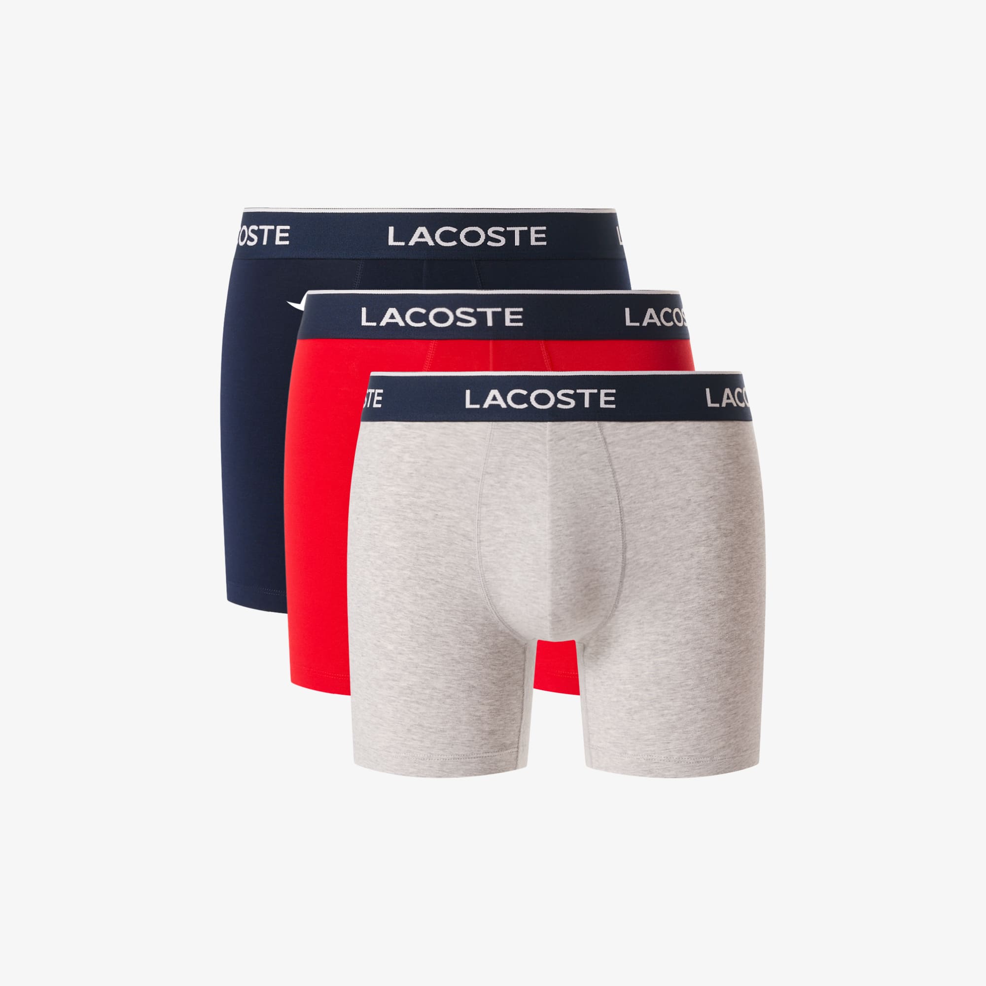 Lacoste Men's 3-pack Stretch Cotton Boxer Briefs In Blue