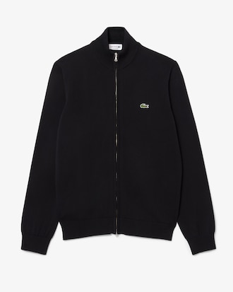 Men's Zip-Up High-Neck Cotton Sweater