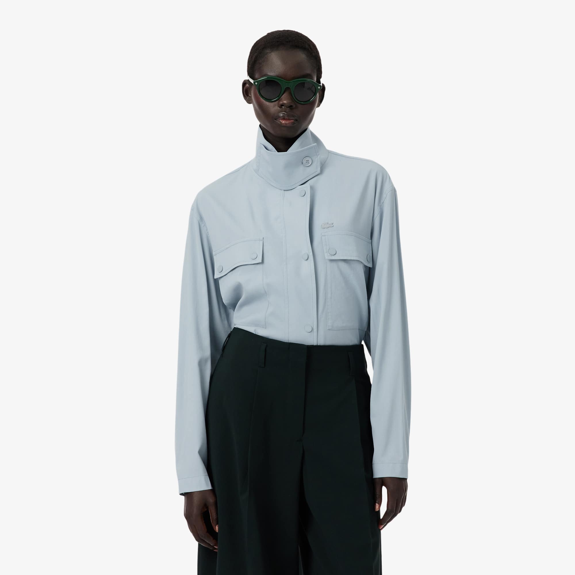 Lacoste Runway Oversized Wool Blend - 38 In Blue