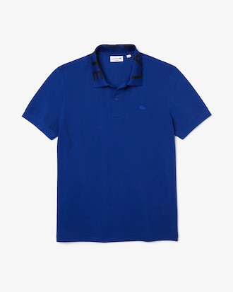 Men&rsquo;s Slim Fit Lettered Neck Light Breathable Piqu&eacute; Polo