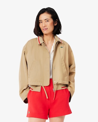 Women's Oversized Polo Collar Twill Jacket