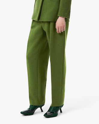 Runway Straight Fit Slub Wool Tailored Pants