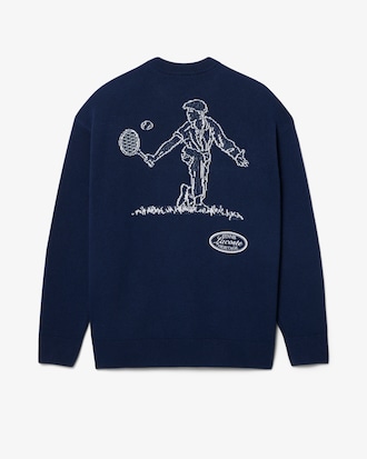 Wool Blend Crew Neck Tennis Heritage Sweater