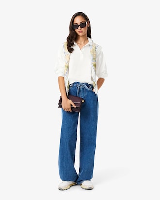 Women's Long Sleeve Oversized Satin Polo