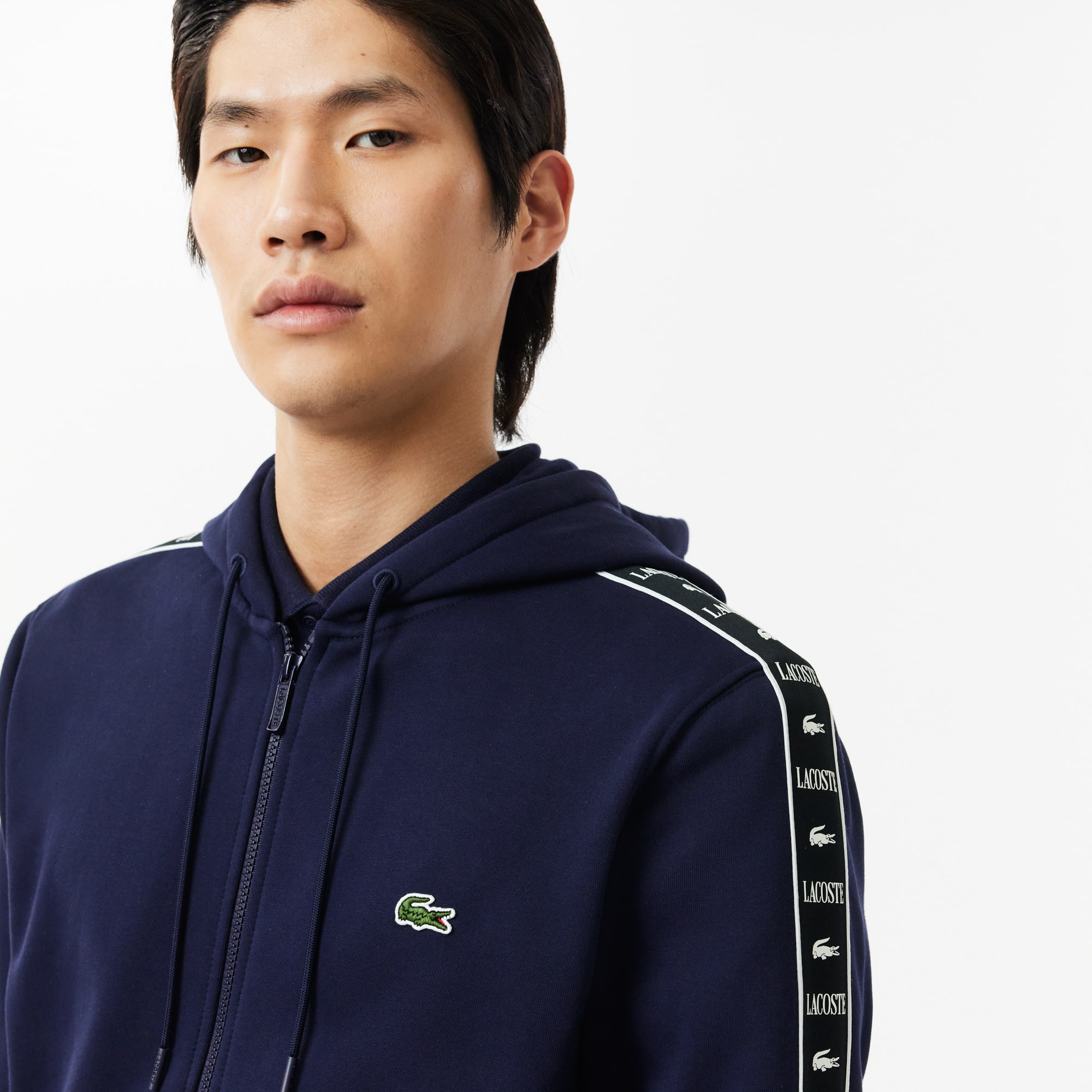 LACOSTE☆Lacoste Logo Stripe Sweatshirt セットアップ【UK発】 Men's Logo Stripe Zip-Up Sweatshirt - Sweaters & Sweatshirts