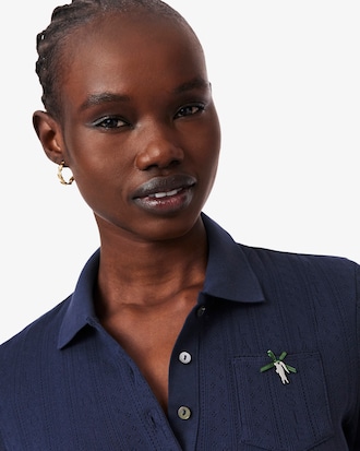 Women's Slim Fit Pointelle Branded L.12.D Polo