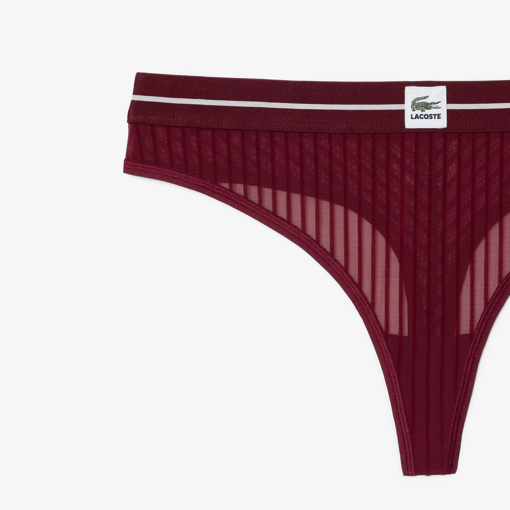 Velour Stripe Mesh String Briefs