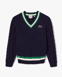 Unisex Striped Wool Cable Knit Sweater
