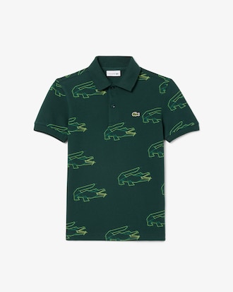 Kids' Crocodile Print Mini Piqué Polo
