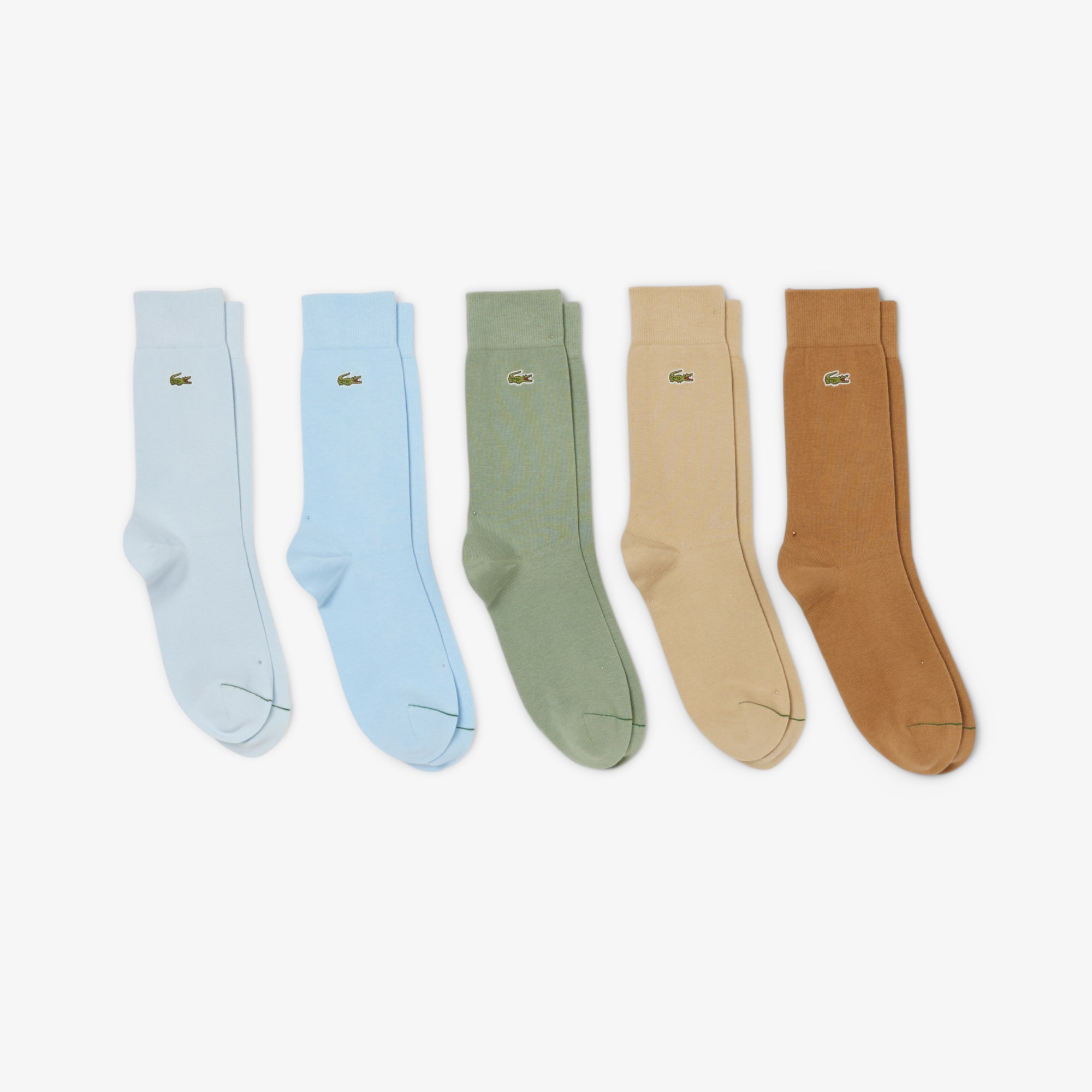 Lacoste Unisex 5-pack Cotton Socks - 6.5 - 8.5 In Brown