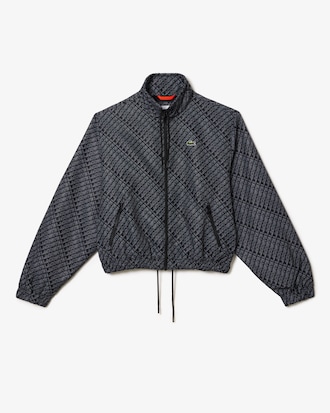 Women's High-Neck Zip Front Monogram Print Jacket