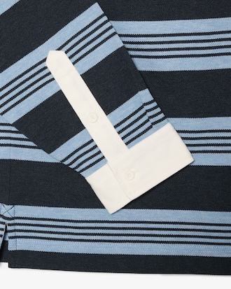 Relaxed Fit Striped Piqu&eacute; Rugby Polo Shirt