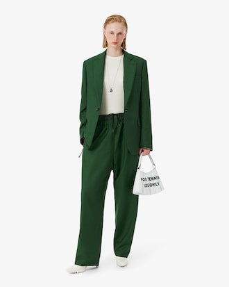 Runway Mixed Fabric Wool Pants