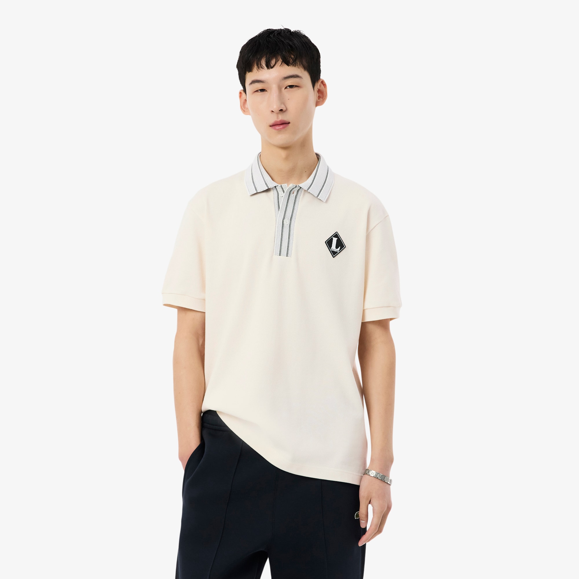 Lacoste Made In France Classic Fit Badge Polo In Neutral