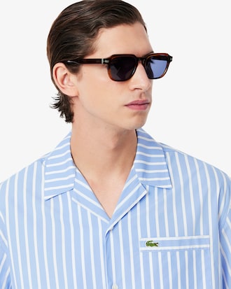 Camisa de manga corta a rayas Relaxed Fit para hombre