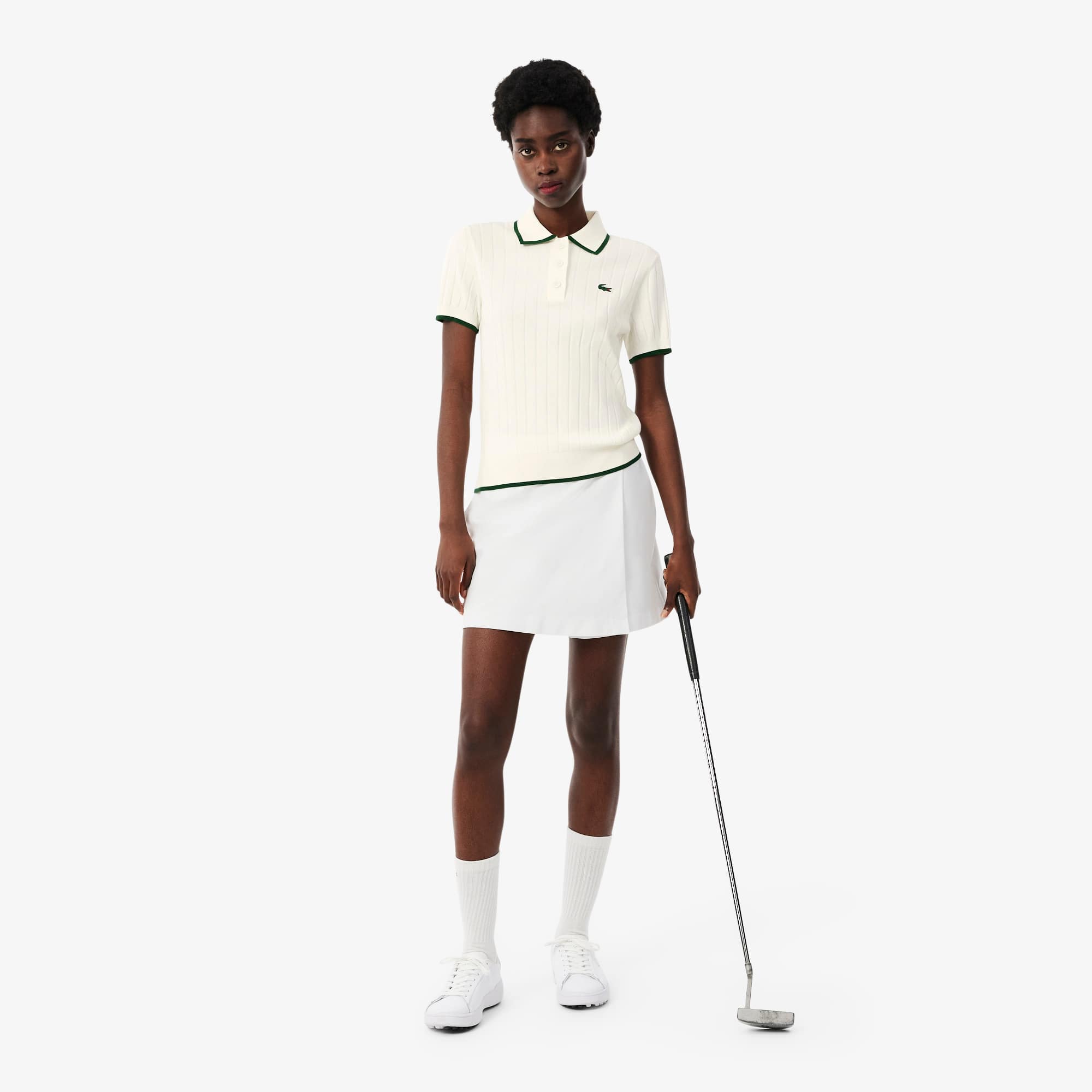 Women's Short Sleeve Polo Collar Golf Sweater - Sweaters