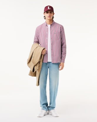 Camisa Regular Fit De Popelina A Cuadros