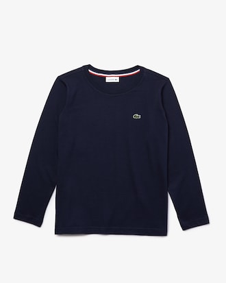 T-shirt enfant col rond à manches longues en jersey uni