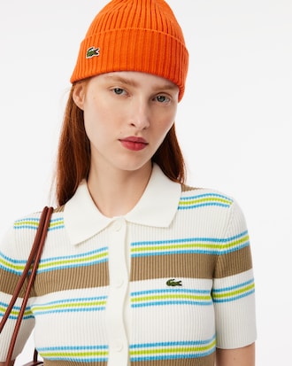 Women's Ribbed Cotton Polo Collar Sweater