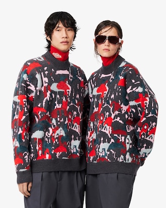 Runway Wool Blend Jacquard Sweater