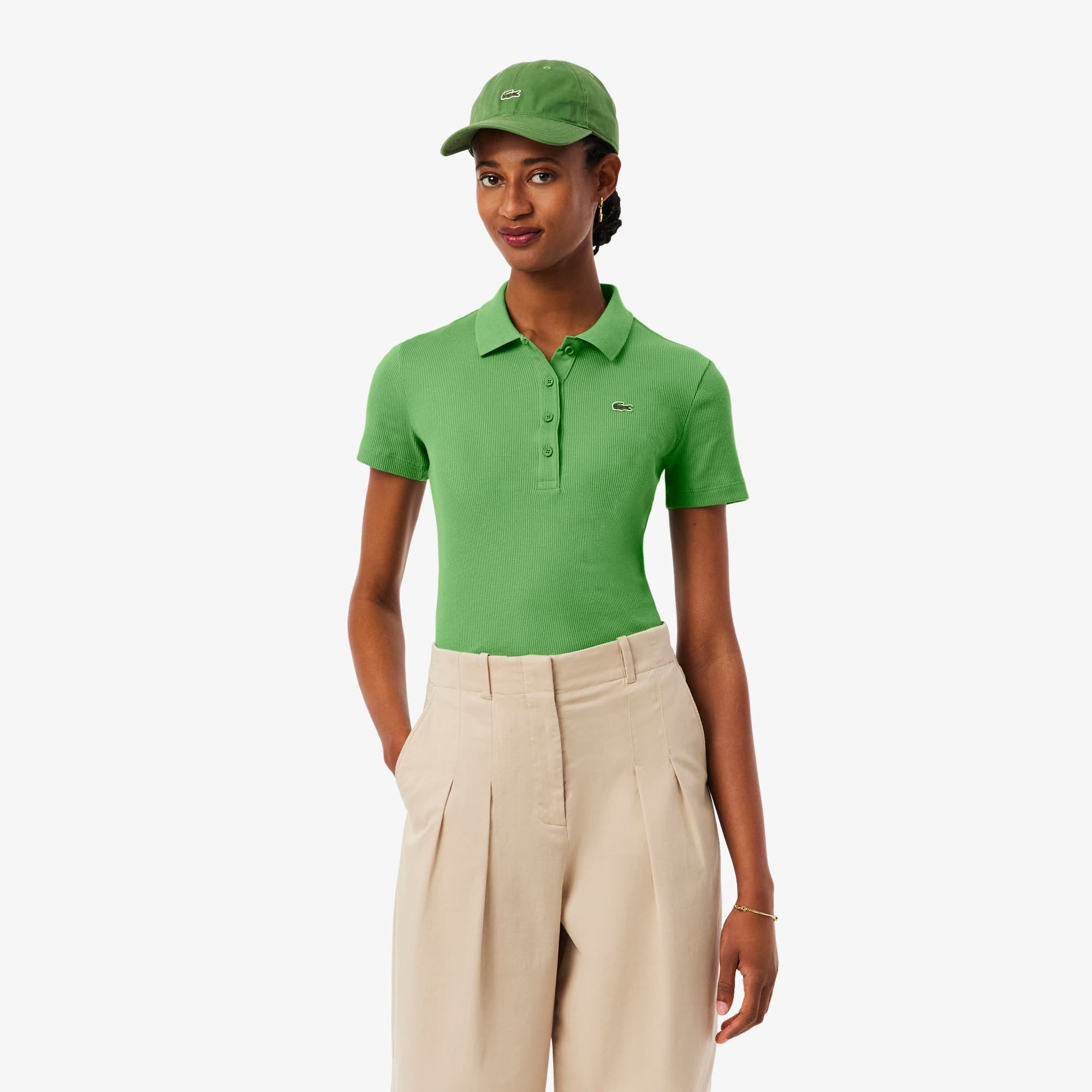 Lacoste Women's Slim Fit L.12.D Ribbed Cotton Polo