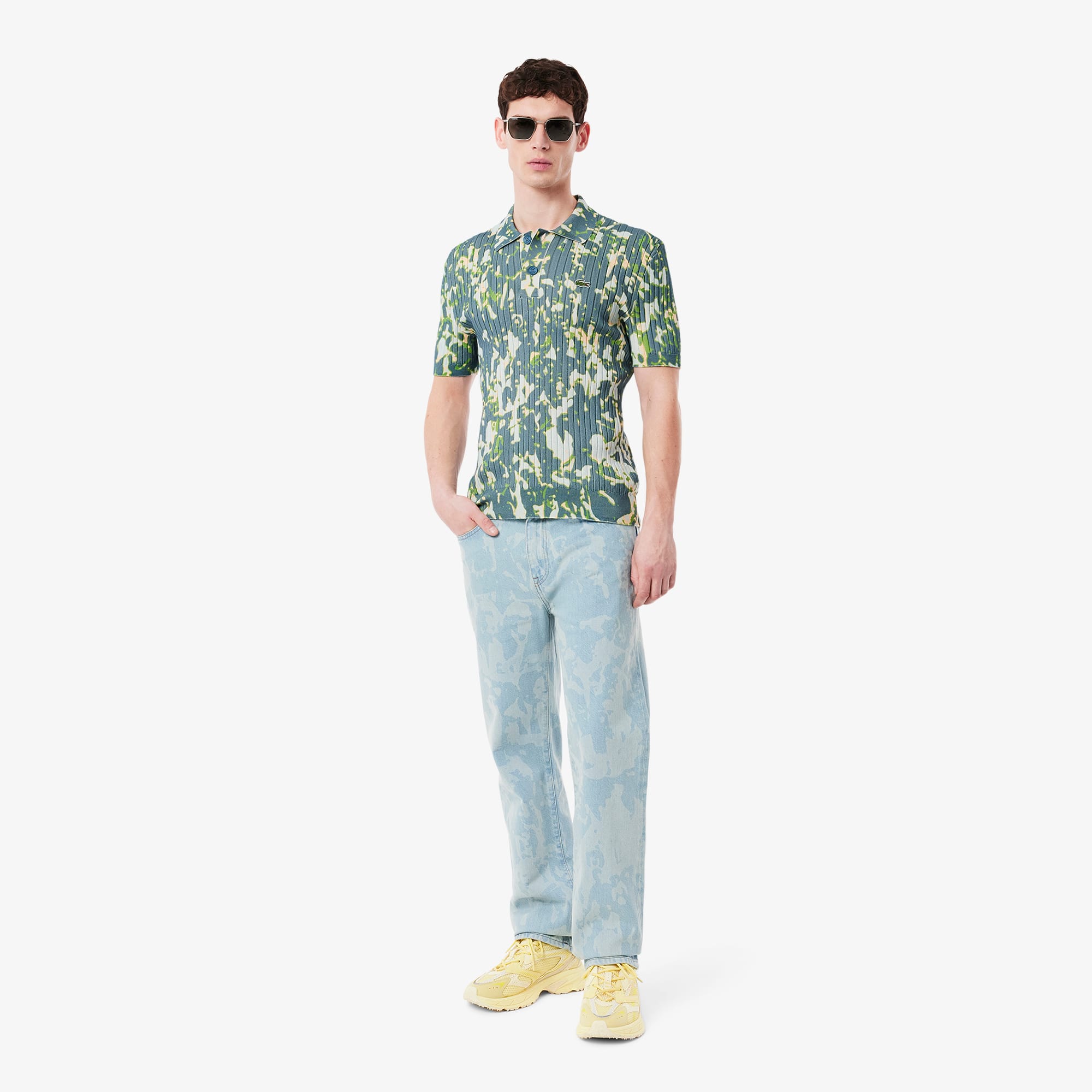 Lacoste Men's Straight Cut Print Motif Denim Jeans