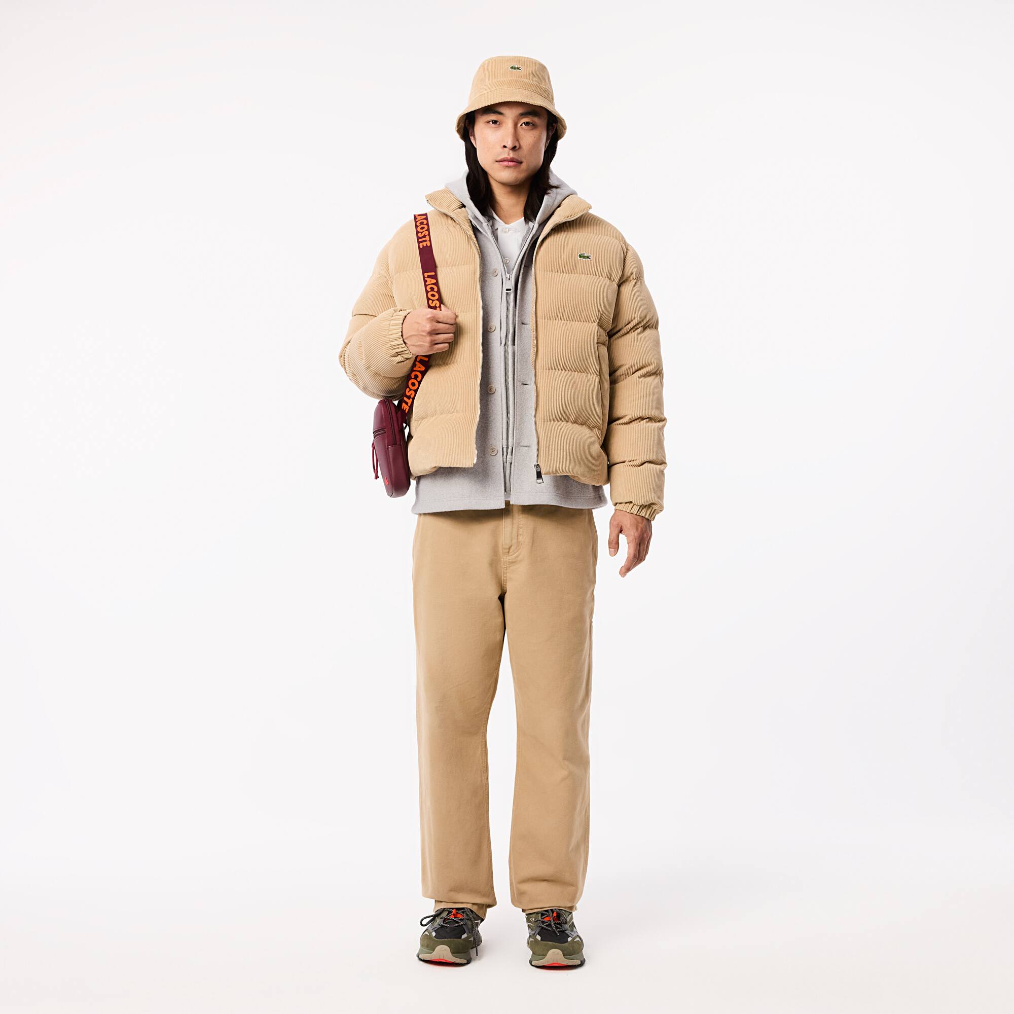 ■LACOSTE■ Public Flannel Hooded Zip-Up Beige SH4106-54N02S Men's Loose Fit Zip-Up Hoodie - Sweaters & Sweatshirts - New