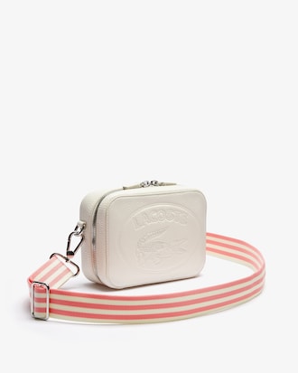 Croco Crew Striped Shoulder Strap Leather Bag