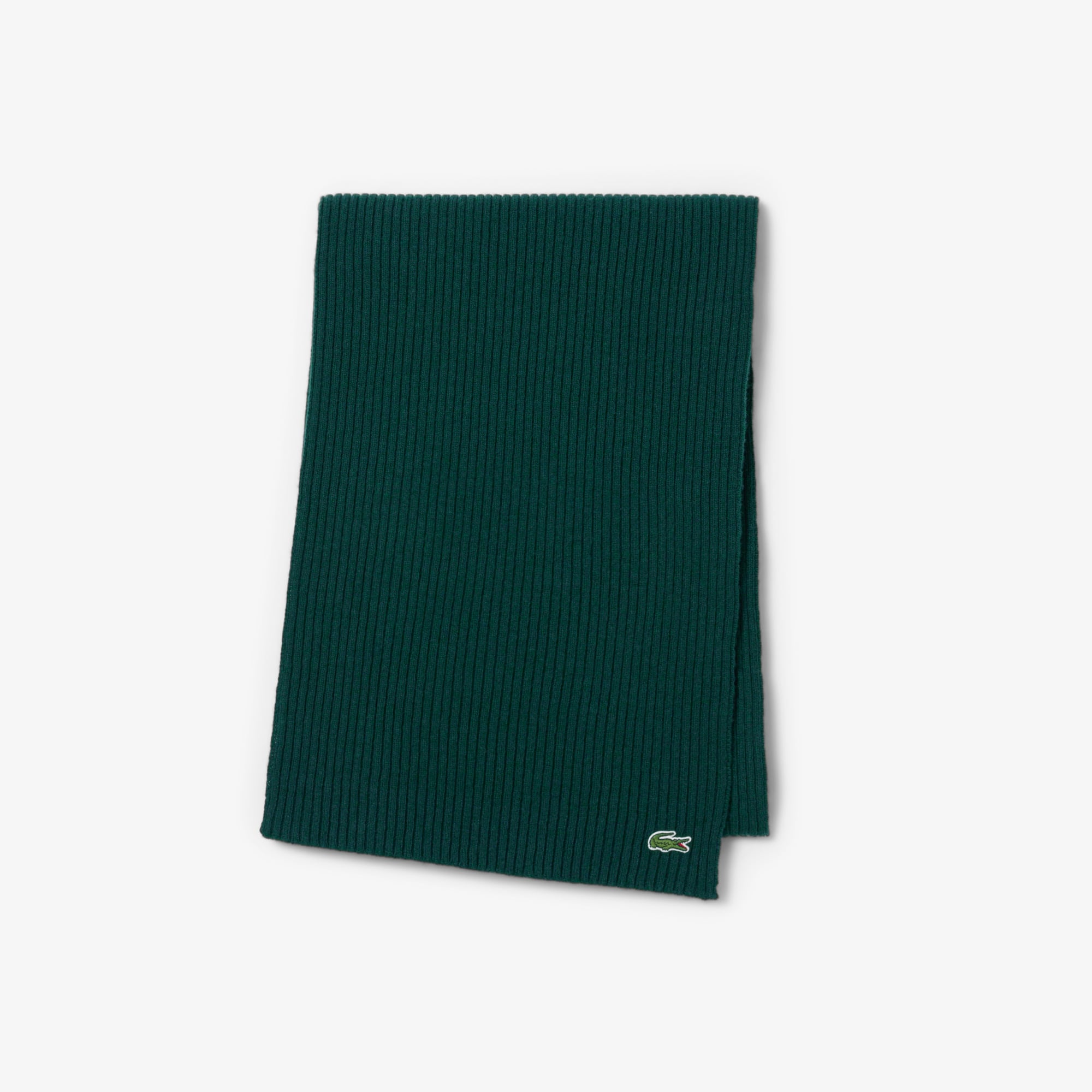 Lacoste Unisex Ribbed Wool Scarf - One Size In Green