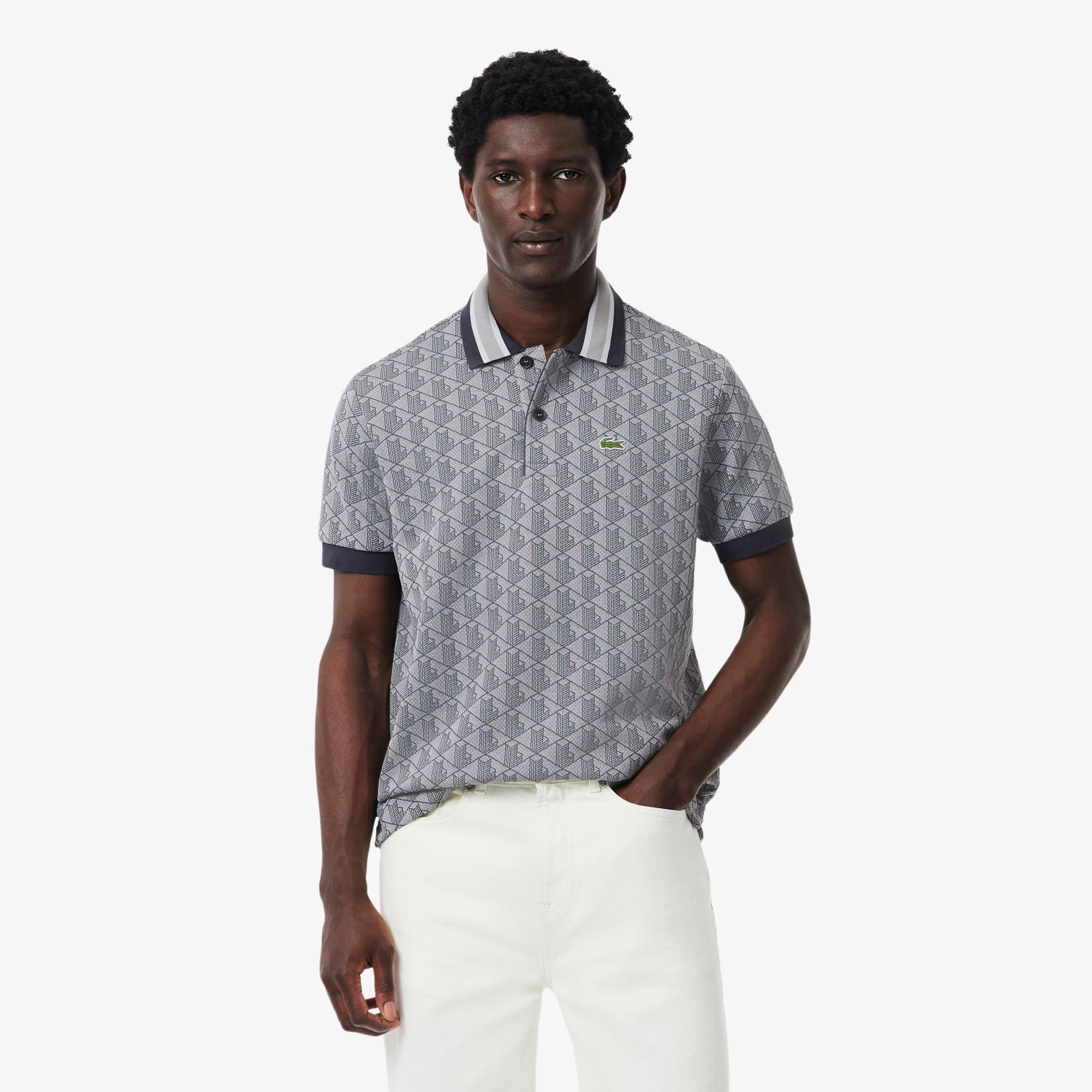 Lacoste Polo Monogram de Corte Clásico para Hombre