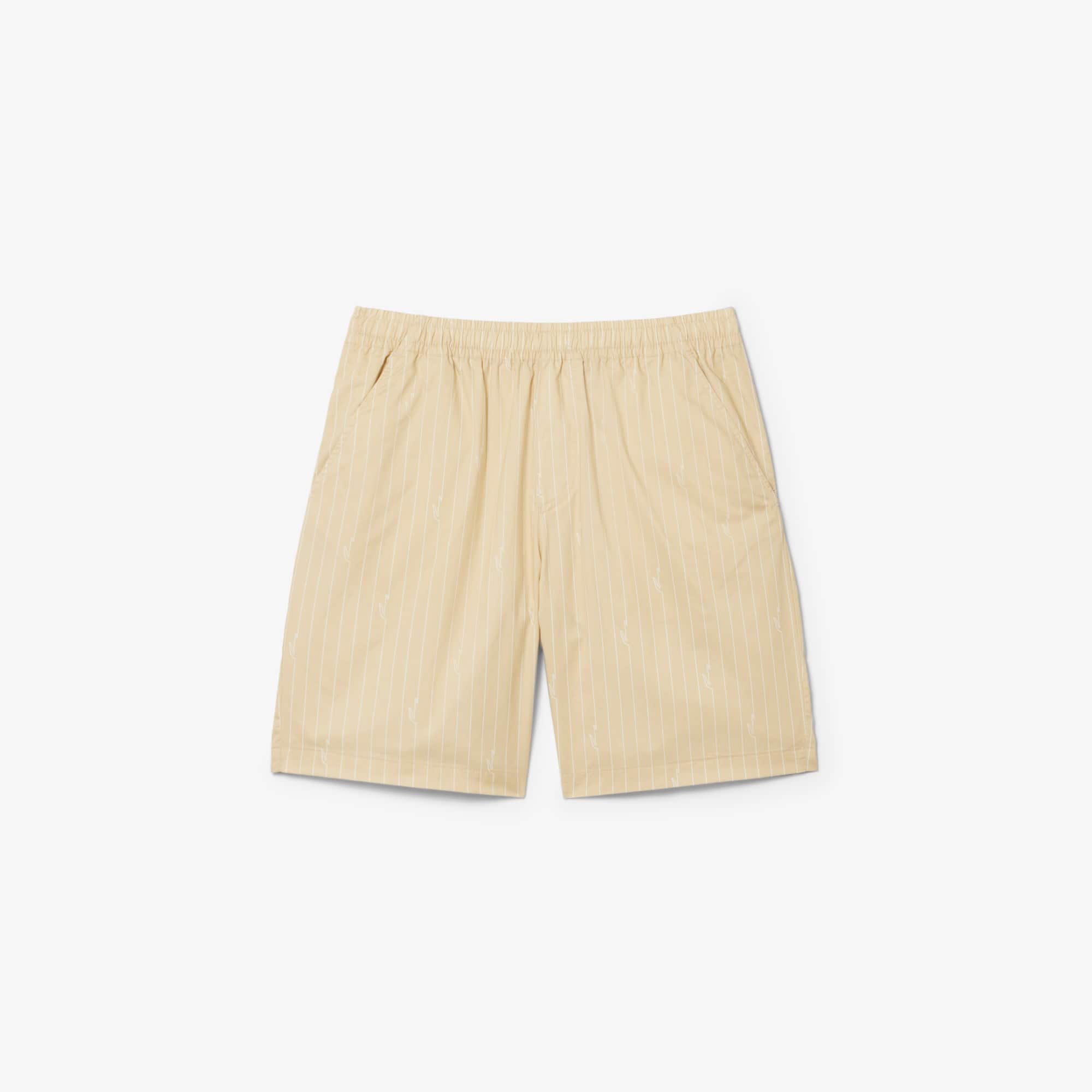 Crocodile Print Stripe Cotton Shorts