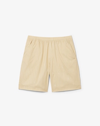Crocodile Print Stripe Cotton Shorts