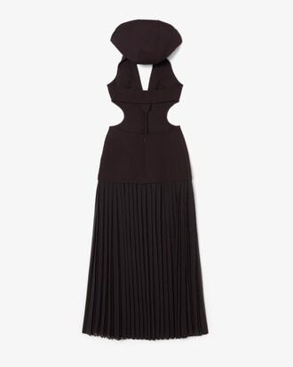 Women's Runway Long Pleated Hooded Dress
