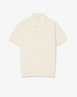 Fluid Ribbed Knit Polo Collar Sweater