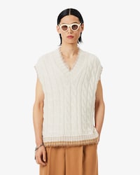 Runway Cable Knit Wool Sweater Vest